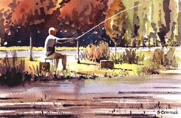 Rod Fishing in the Evening
