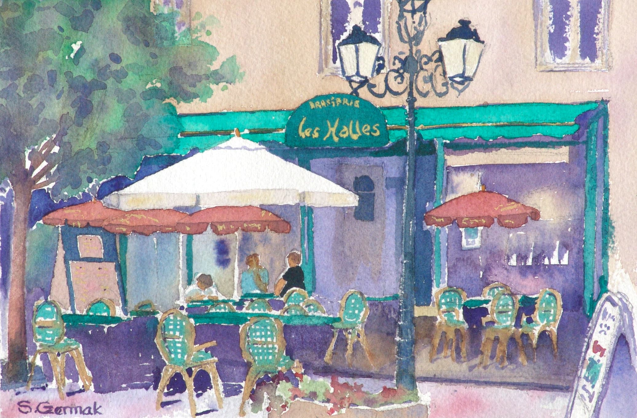 French Bistro, Watercolor
