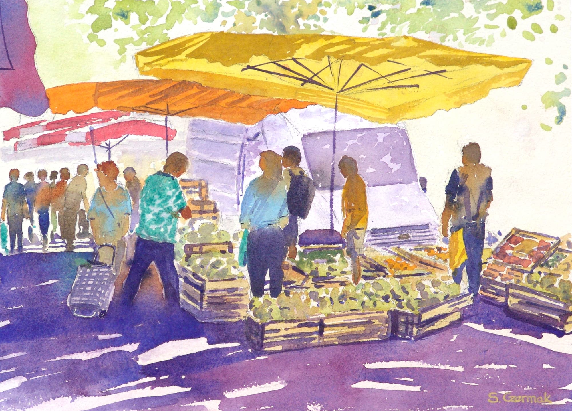 Albi Market, Watercolor